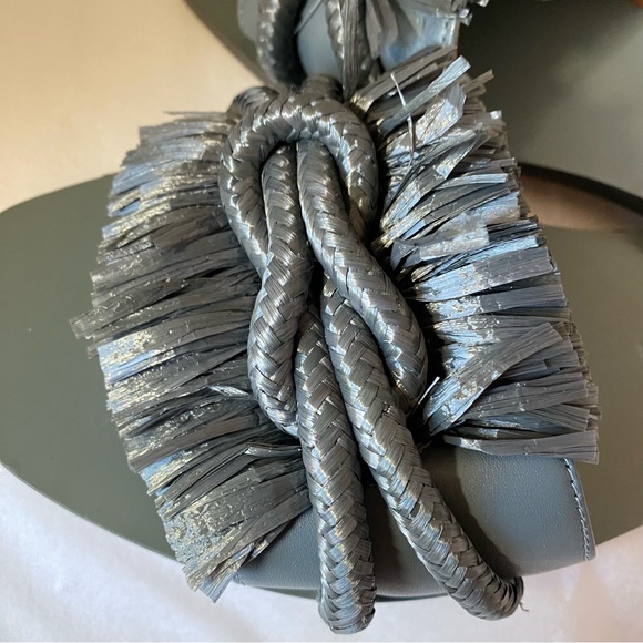 Tory Burch Rope Flat Slide Sandal Dress Calf GRAY Size 8 - Picture 3 of 12